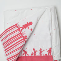 Red + White Daisy Kingdom Silhouette Border Fabric - 44" x 160"