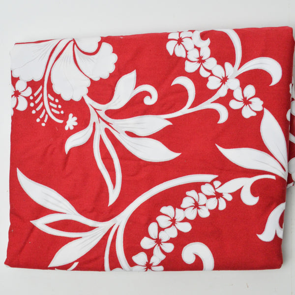 Red + White Floral Woven Fabric - 44" x 102"