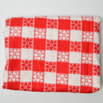 Red + White Floral Plaid Print Medium-Weight Woven Fabric - 76" x 90"