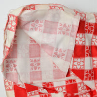 Red + White Floral Plaid Print Medium-Weight Woven Fabric - 76" x 90"