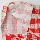 Red + White Floral Plaid Print Medium-Weight Woven Fabric - 76" x 90"