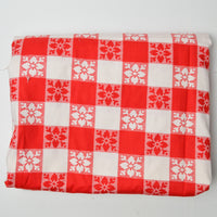 Red + White Floral Plaid Print Medium-Weight Woven Fabric - 76" x 90"