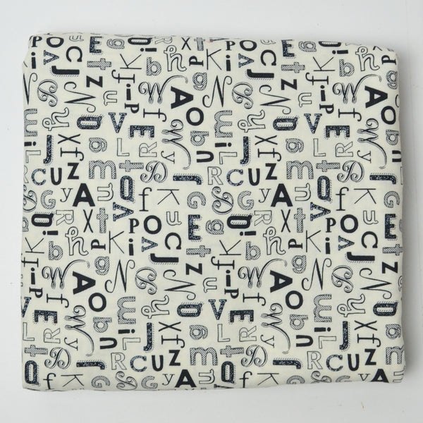 Off-White + Black Alphabet Moda Quilting Weight Woven Fabric - 44" x 92"