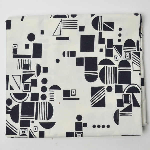 Off-White + Black Geometric Print Alexander Henry Quilting Weight Woven Fabric - 42" x 76"