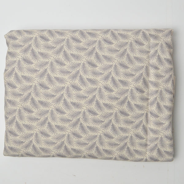 Ivory + Gray Leaf Print Andover + Downton Abbey Quilting Weight Woven Fabric - 42" x 146"