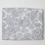 White + Gray Fish Paisley Quilting Weight Woven Fabric - 44" x 90"