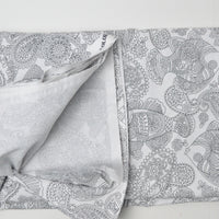 White + Gray Fish Paisley Quilting Weight Woven Fabric - 44" x 90"