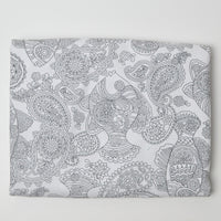 White + Gray Fish Paisley Quilting Weight Woven Fabric - 44" x 90"