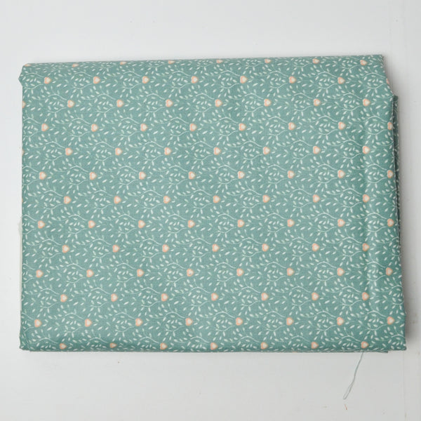 Green + Pink Botanical Hearts Stain Repellant-Coated Woven Fabric - 52" x 74"