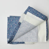 Blue + Pink Botanical Hearts Stain Repellant-Coated Woven Fabric - 52" x 74"