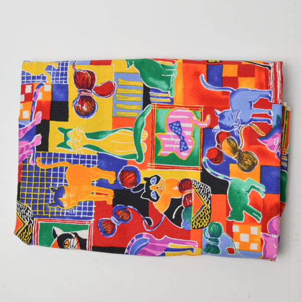 Colorful Cat 1995 Alexander Henry Quilting Weight Woven Fabric - 44" x 82"