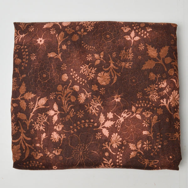 Coppery Brown Floral Quilting Weight Woven Fabric - 40" x 104"