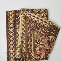 Yellow + Brown Patterned Striped African Wax Print Fabric - 44" x 70"
