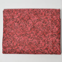Dark Red Floral Quilting Weight Woven Fabric - 44" x 112"