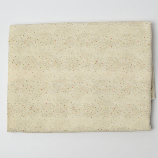 Light Beige Dots + Lines Print Quilting Weight Woven Fabric - 44" x 56"