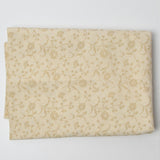 Light Tan Grid + Floral Quilting Weight Woven Fabric - 44" x 72"