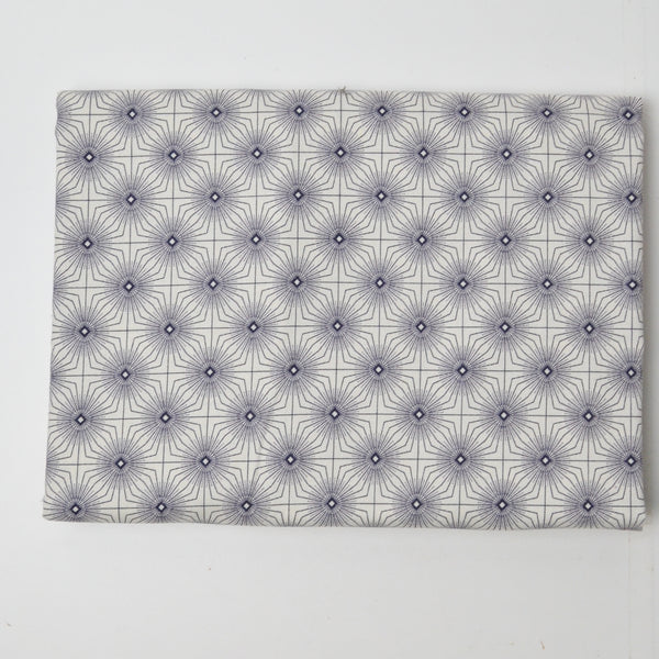 Off-White + Navy Blue Geometric Quilting Weight Woven Fabric - 44" x 80"