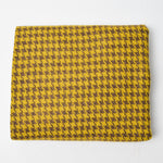 Yellow + Brown Houndstooth Woolly Woven Fabric - 36" x 56"