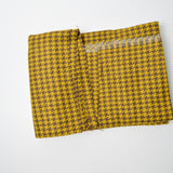 Yellow + Brown Houndstooth Woolly Woven Fabric - 36" x 56"