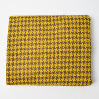 Yellow + Brown Houndstooth Woolly Woven Fabric - 36" x 56"