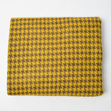 Yellow + Brown Houndstooth Woolly Woven Fabric - 36" x 56"