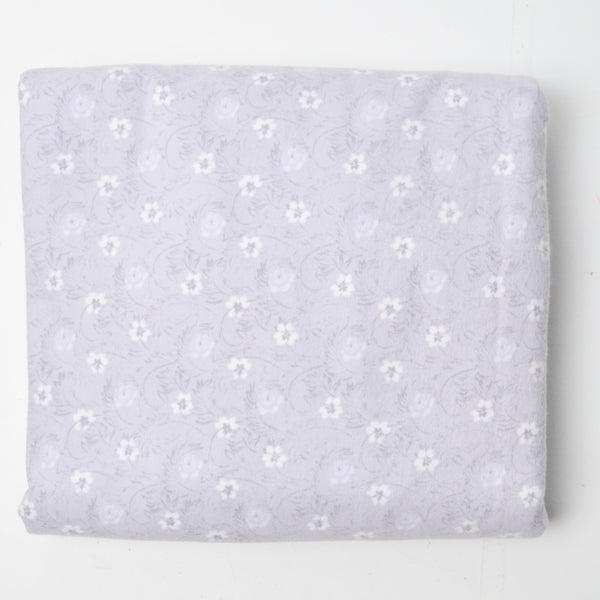 Purple- Gray + White Floral Flannel Fabric - 44" x 108"