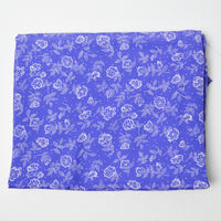 Purple + White Floral Flowy Synthetic Woven Fabric - 44" x 144"