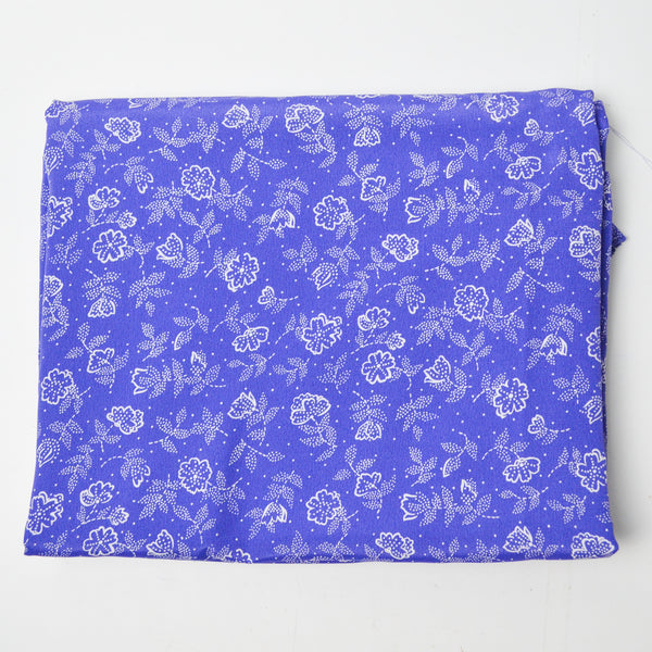 Purple + White Floral Flowy Synthetic Woven Fabric - 44" x 144"