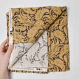 Golden Brown + Black Paisley Print Quilting Cotton Fabric - 42" x 104"