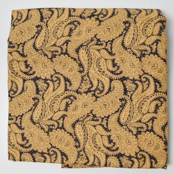 Golden Brown + Black Paisley Print Quilting Cotton Fabric - 42" x 104"