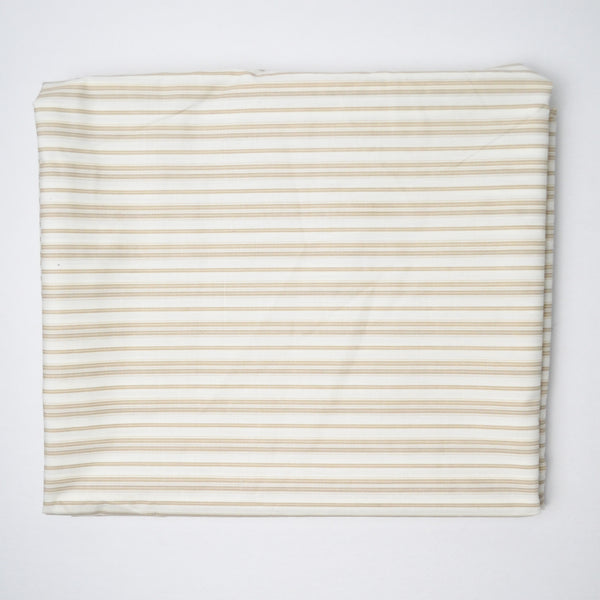 Beige + White Striped Woven Sheeting Fabric - 45" x 196"