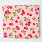 Pink Cherry Print Quilting Weight Woven Fabric - 44" x 94"