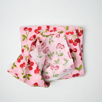 Pink Cherry Print Quilting Weight Woven Fabric - 44" x 94"