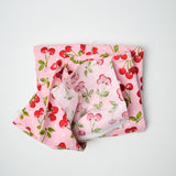Pink Cherry Print Quilting Weight Woven Fabric - 44" x 94"