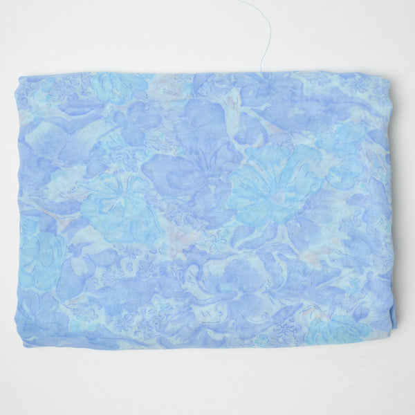 Light Blue + Light Purple Floral Print Sheer Drapey Woven Fabric - 41" x 210"