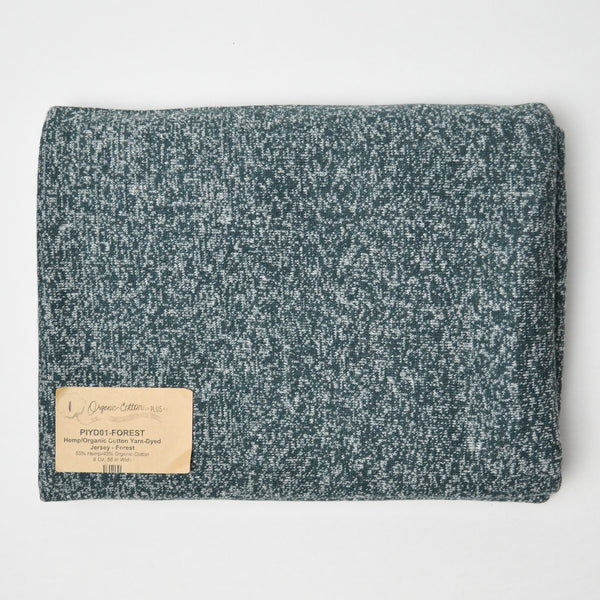 Green Marled Hemp + Organic Cotton Yarn-Dyed Jersey Knit Fabric - 41" x 66"