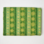 Green + Yellow Snowflake Print Quilting Weight Woven Fabric - 43" x 90"