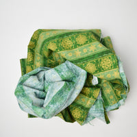 Green + Yellow Snowflake Print Quilting Weight Woven Fabric - 43" x 90"
