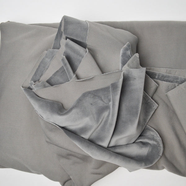 Gray Plush Stretch Velvet Knit Fabric - 66" x 74"