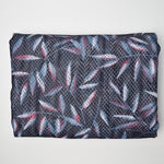 Black, Blue + Red Leaf Print Mesh Netting Fabric - 66" x 416"