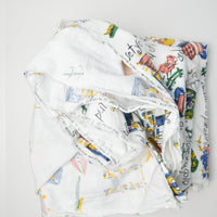 White + Bedtime Illustration Print Flannel Fabric - 45" x 176"
