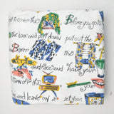White + Bedtime Illustration Print Flannel Fabric - 45" x 176"