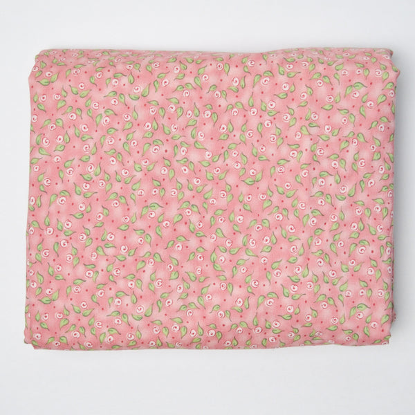 Light Pink Rose Print Quilting Cotton Fabric - 40" x 114"
