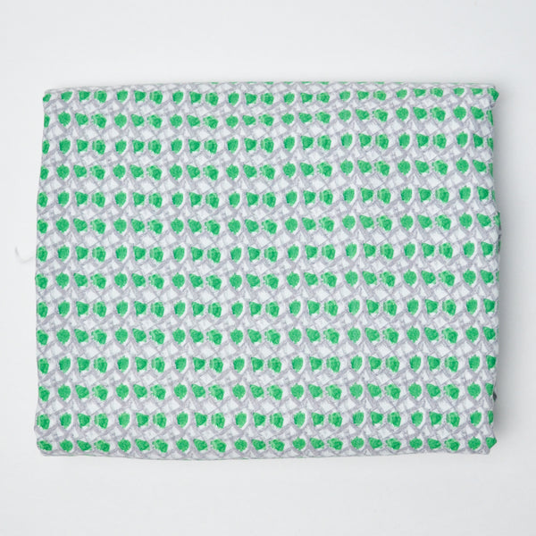 Gray + Green Patterned Quilting Weight Woven Fabric - 44" x 110"