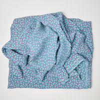 Light Blue, Maroon + White Patterned Flowy Woven Fabric - 37" x 120"