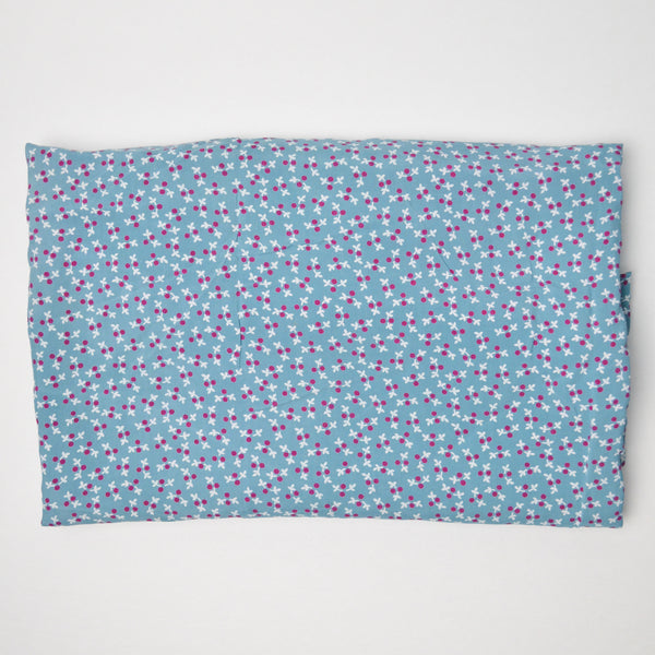Light Blue, Maroon + White Patterned Flowy Woven Fabric - 37" x 120"