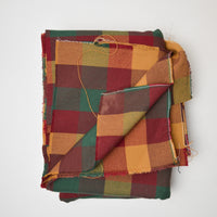 Orange, Red + Green Plaid Woven Fabric - 56" x 100"