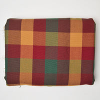 Orange, Red + Green Plaid Woven Fabric - 56" x 100"