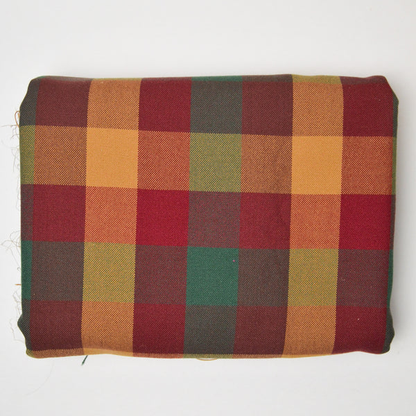 Orange, Red + Green Plaid Woven Fabric - 56" x 100"