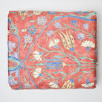 Red, Blue + Yellow Floral Print Satin-Resistant Coated Woven Drapery Fabric - 55" x 140"